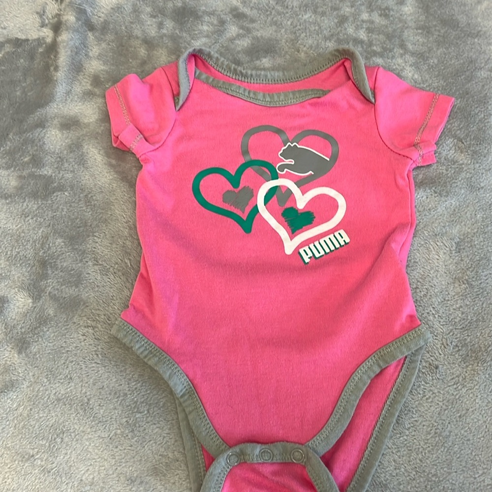 3-6M Puma onesie, diaper shirt
